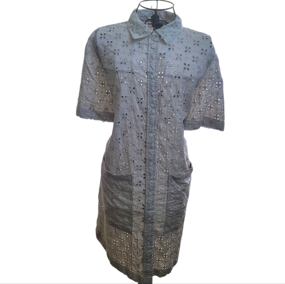 Tan Eyelet Shirt Dress